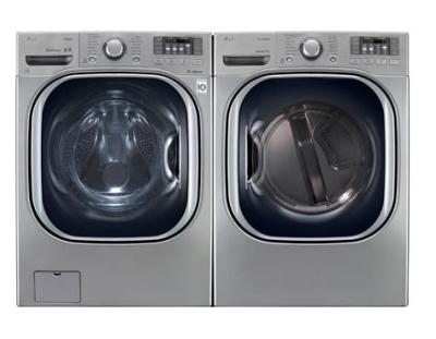 LG WM4070HVA 4.3 CU. FT. ULTRA LARGE CAPACITY TURBOWASH STEAM WASHER / DLEX4070V 7.4 Cu. Ft. Electric Steam Dryer-Graphite Steel Factory Refurbished.