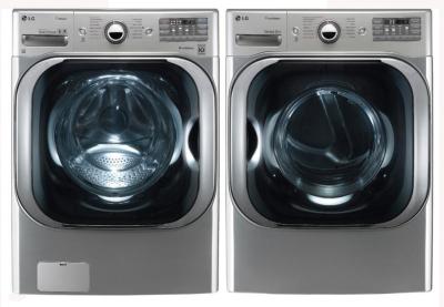 LG WM8000HVA 5.2 cu. ft. Mega Capacity TurboWash Washer / DLEX8000V 9.0 Cu. Ft. Electric Steam Dryer Set -Graphite Steel Factory Refurbished