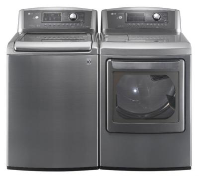 LG WT5170HV 4.7 Cu. Ft. Top Load Washer with WaveForce Technology ColdWash / DLEX5170V 7.3 Cu. Ft. Electric Dryer-Graphite Steel Factory Refurbished