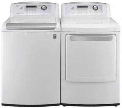 LG WT4901CW 4.7 cu. ft.Top Load Washer W/ WaveForce, ColdWash / DLG4902W 7.3 Cu. Ft. Gas Dryer-White