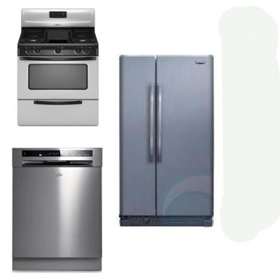 WHIRLPOOL KITCHEN APPLIANCES SET OF REFRIGERATOR DISHWASHER WITH GAS RANGE 220-240 VOLTS 50HZ PACKAGE 2