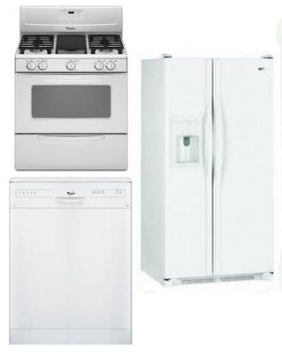 WHIRLPOOL KITCHEN APPLIANCES SET OF REFRIGERATOR DISHWASHER WITH GAS RANGE 220-240 VOLTS 50HZ PACKAGE 1