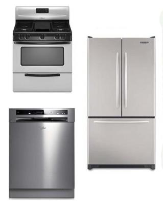 WHIRLPOOL KITCHEN APPLIANCES SET OF REFRIGERATOR DISHWASHER WITH