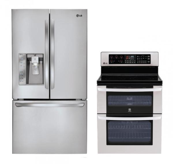 LG LFX31925ST, LDE3017ST Refrigerator and Double Oven Range Set FACTORY
