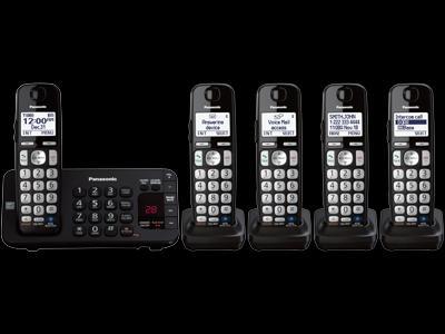 Panasonic KX-TGE245B 1.9 GHz DECT 6.0 5X Handsets Expandable Digital Cordless Answering System with 5 Handsets Integrated Answering Machine 110-220 VOLTS