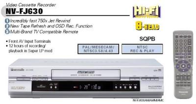 PANASONIC NV-FJ630AM MULTISYSTEM VCR 110–240 V AC 50/60 Hz