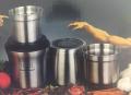 Revel CCM103 Stainless Steel Wet and Dry Coffee/Spice/Chutney Grinder with Two Bowls, Silver for 110 volts