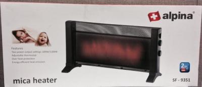 Alpina SF-9351 Electric Space Heater with Two Power Output Settings 600W / 1200 Watt - 220V / 240 Volt (Not for Use in Usa)