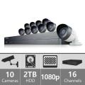 Samsung SDH-C75100 - 16 Channel 1080p HD 2TB Security System with 10 Cameras 110-220 volts (REFURBISHED)