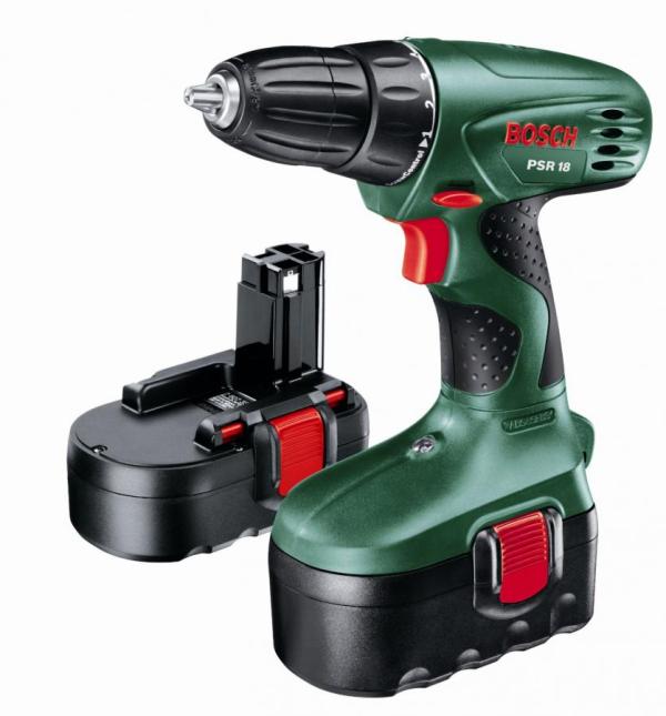 Bosch PSR 18 Cordless NiCad Drill Driver with 1 x 18 V Battery, 1.2 Ah