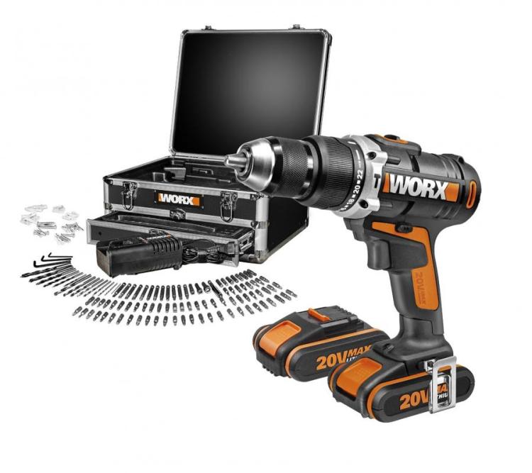 Worx cordless hammer drill with 2 20v batteries best sale