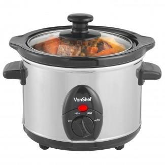 VonShef Electric Slow Cooker 3.5L Removable Ceramic Pot & Glass Lid with Keep Warm 