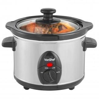 VonShef 13031 1.5 Liter 220 Volts Stainless Steel Crockpot Slow Coo