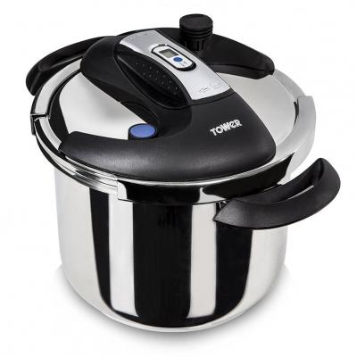 Tower T90103 One Touch Pressure Cooker, 6 L - Silver