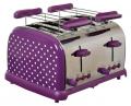 TKG 1009 PWD Design Stainless Steel Four Slice Toaster with Extra Wide Slots, Purple 220 VOLTS NOT FOR USA