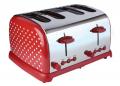Kalorik TO36267 Kitchen Originals Classic 4-Slice Polka Dot Stainless Steel Toaster, Red/White 220 NOT FOR USA