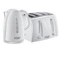 Russell Hobbs 21650 Textures Plastic Kettle, 1.7 Litre, 3000 W and Russell Hobbs 4 Slice Textures Toaster - White 220 VOLTS NOT FOR USA