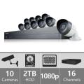 SAMSUNG C75100REF 16 CHANNEL 1080P HD 2TB SECURITY SYSTEM WITH 10 CAMERAS (REFURBISHED) 110-220 VOLTS