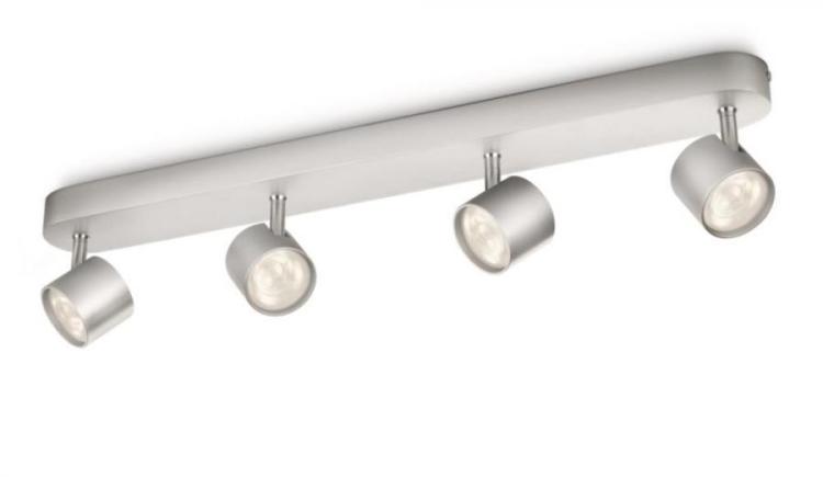 Philips 915004146601 MyLiving Star 4 Bar Spotlight Ceiling Light - Aluminium VOLTS NO