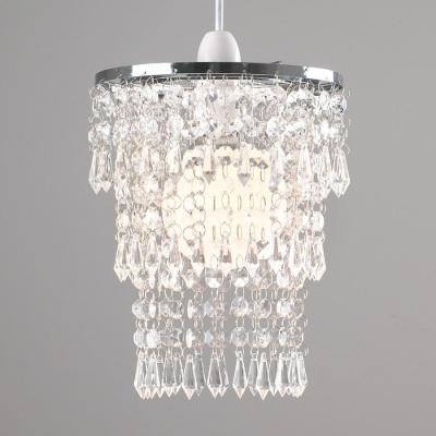 MiniSun 1215 Beautiful Modern Chrome Chandelier Pendant Shade With Stunning Clear Acrylic Jewel Droplets 220 VOLTS NOT FOR USA