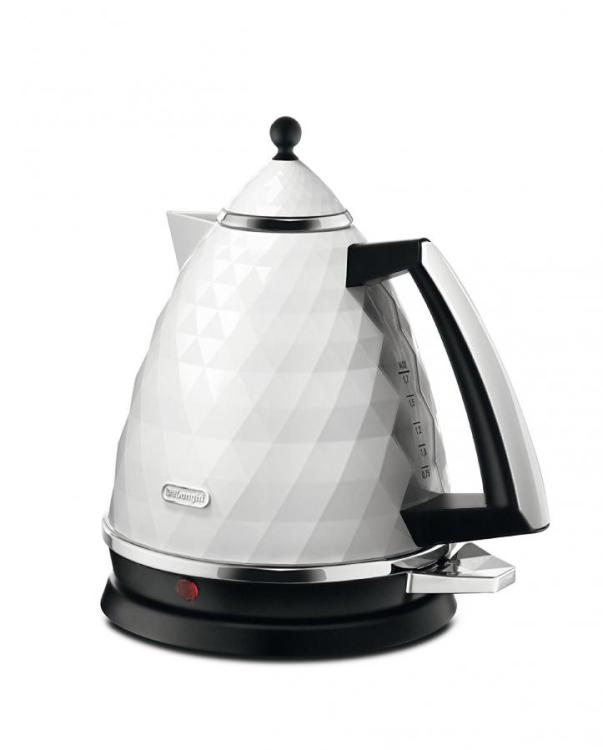 De'Longhi KBJ3001.W Brillante Faceted Jug Kettle, 3 KW – White