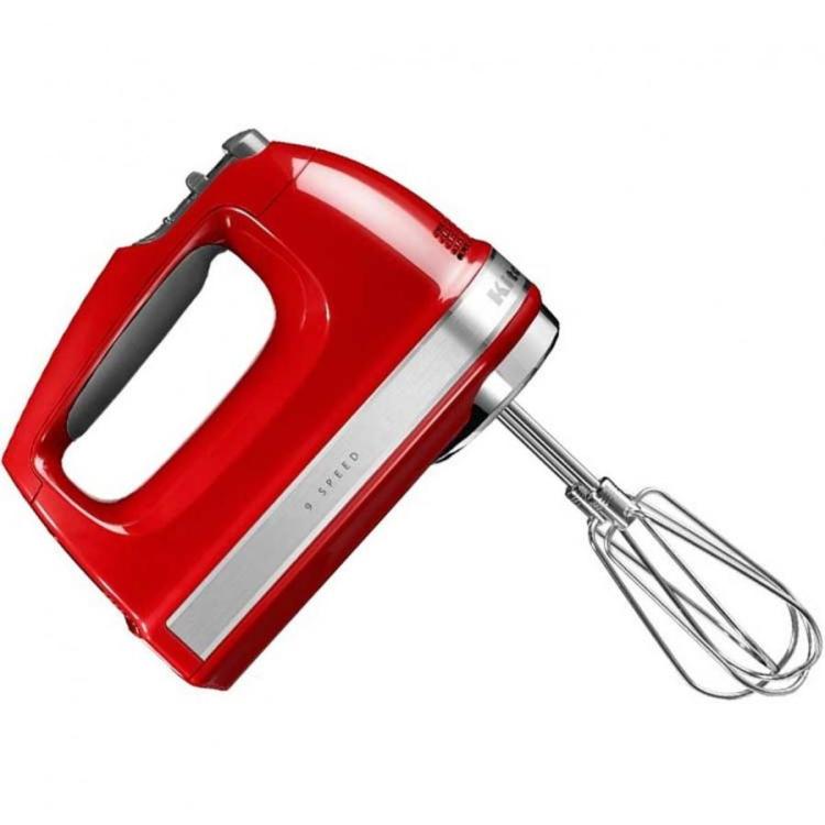 KitchenAid 9-Speed Empire Red Hand Mixer with Beater and Whisk