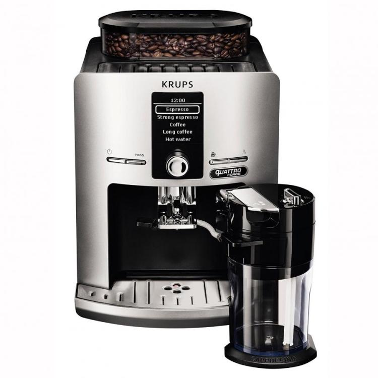 krups ea82fd framer 'espress quattro force with aluminum front one touch  coffee machine, milk container, 1.7 liter, 15 bar, 1450w, aluminum / black  (220-240 volts not for usa)