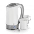 Swan SK19010N Dual Voltage Travel Kettle with Two Tea Cups, 125w - 600w, 0.5L, White/Grey 220 volts not for usa