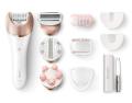 Philips BRE651 Satinelle Prestige Wet & Dry Epilator for Legs, Body & Face with 9 Attachments - 220 Volts Not for USA