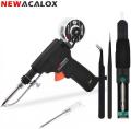 NEWACALOX  Soldering Gun, 60W Auto Solder Feed Welding Tool with Detachable Solder Wire Bracket and On/Off Switch, Desoldering Pump, Electronics Solder Iron Gun Kit, 220Volts (NOT FOR USA)