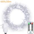 Fairy String Lights 20m, 200 LEDs Indoor Outdoor String Lights with Remote 8 Modes White Linkable Lights, 220VOLT, (NOT FOR USA)