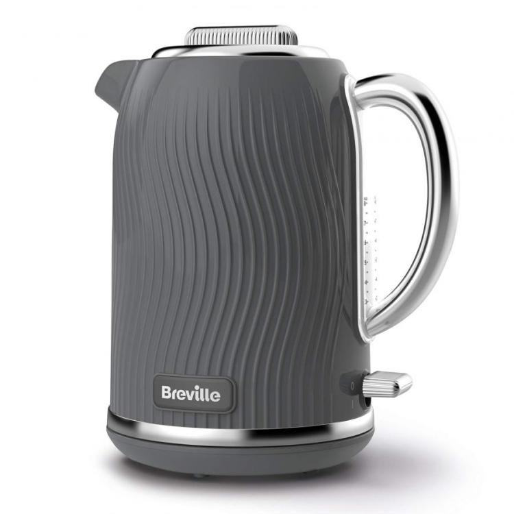 breville vkt092 flow electric kettle, 1.7 l, 3 kw fast boil, grey 220-240  volts (not for usa)