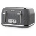 Breville VKT892 Flow 4-Slice Toaster with High-Lift & Wide Slots, Grey 220-240 VOLTS (NOT FOR USA)