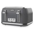 Breville VKT892 Flow 4-Slice Toaster with High-Lift & Wide Slots, Grey 220-240 VOLTS (NOT FOR USA)