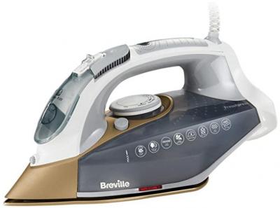 Breville VIN406 PressXpress Steam Iron, 2600 W, 170G Steam Shot, Multi-Directional Ceramic Soleplate, 400 ml Water Tank, White & Satin Gold 220-240 VOLTS (NOT FOR USA)
