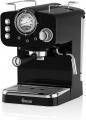 Swan SK22110BN Espresso Coffee Machine, 15 Bars, Milk Frother, 1.2L Tank, Retro Black 220 volts NOT FOR USA