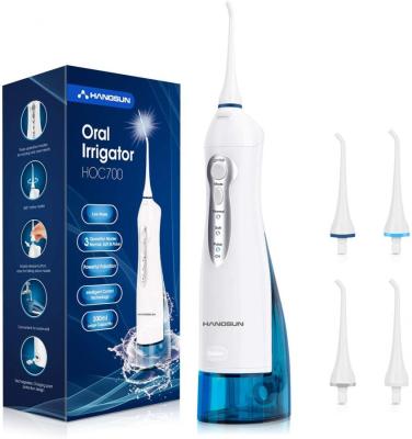 Hangsun Water Flosser Cordless Oral Irrigator Rechargeable Ultra Dental Water Jet HOC700 for Teeth Braces with Portable USB Charger 300ML Water Tank and 4 Jet Tips for Travel & Home Use NOT FOR USA