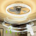 Yolovi Ceiling Fan Light with Remote, Reversible 19.7” (50cm) Modern 5-Blades 30W Crystal Style Ceiling Fan, 3 Color Temp 6 Wind Speeds Adjustable for Living Room Bedroom Dining Room (Crystal Style) 220-240 VOLTS NOT FOR USA
