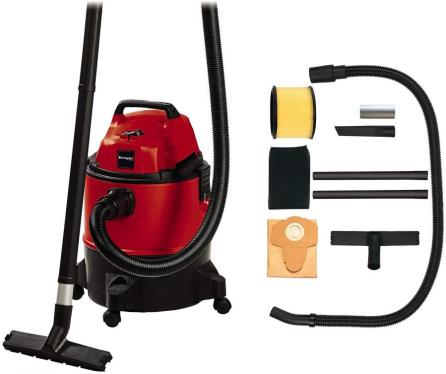 Einhell TC-VC 1825 Wet and Dry Vacuum Cleaner (1,250 W, 25 L Container, 180 mbar Suction Power, Blow Connection, Includes Plastic Suction Hose / Pipe, Nozzles Carpet/Smooth Floor + Joint, Long-Term Foam Filter) 220-240 VOLTS NOT FOR USA