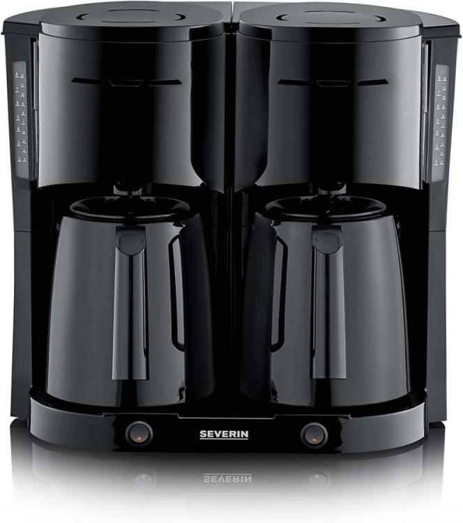 SEVERIN KA 5829 Duo Filter Coffee Machine with Thermal Jug Coffee Machine for up to 16 Cups Attractive Filter Machine with 2 Insulated Jugs Brushed