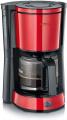 SEVERIN KA 4817 Type Coffee Machine (for Ground Filter Coffee, 10 Cups, Including Glass Jug) Red Lacquered Stainless Steel 220V 240 Volts NOT FOR USA