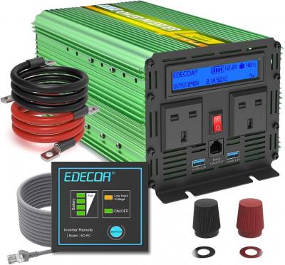 EDECOA 2000W Power Inverter 12V to 240V 4000W Peak Solar Inverter Modified Sine Wave with LCD Display, Remote Controller, 4.2A Dual USB and Pure Copper Cable  220-240 volts Not FOR USA