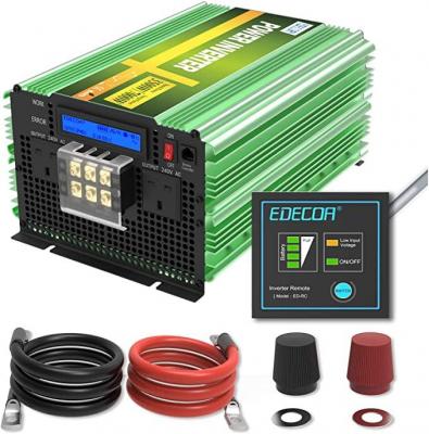 EDECOA 3500W Peak 7000W Pure Sine Wave Inverter Heavy Duty Power Inverter DC 12V to 240V AC with LCD, Remote Controller and 2 AC Outlets  220-240 volts Not FOR USA