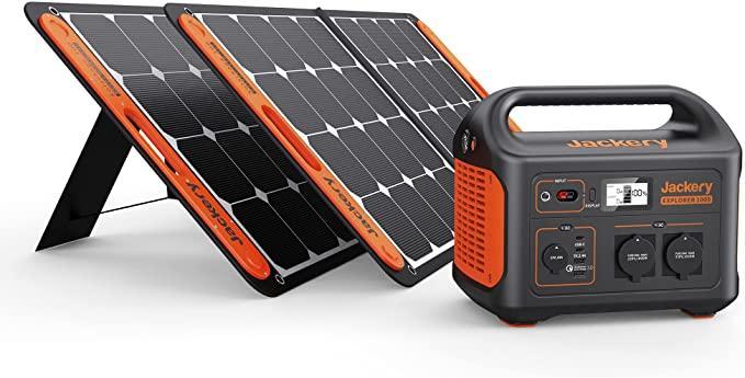 Jackery Station d'Énergie Portable Explorer 1000, Station d'énergie 1002Wh  avec panneau solaire SolarSaga 200W