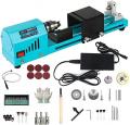 ZHJFDJ ZIRUIGONG Mini Lathe Beads Polisher Machine,DC 12 24V 150W CNC Machining for Table Woodworking Wood DIY Tool Lathe Set with Power Adapter for Engraving and Grinding of Wood Stone, Blue 220-240 volts Not FOR USA