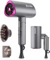 Pynhoklm Hair Dryer Ion 2000 W Professional Hair Dryer with 1 Diffuser and 1 Styling Nozzle, 3 Heat Settings & 2 Gears, Cold Air Button, Lightweight & Foldable Travel Hair Dryer, Suitable for Travel / Salon / Home  220 - 240 volts Not FOR USA