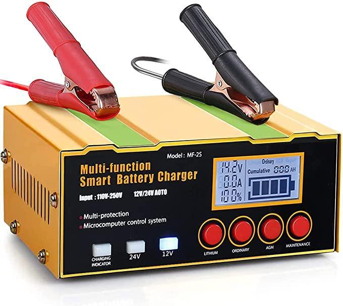 udvide Professor Ulempe Aibeau Car Battery Charger, 12 A, 12 V / 24 V, Fully Automatic Intelligent  Trickle Charger