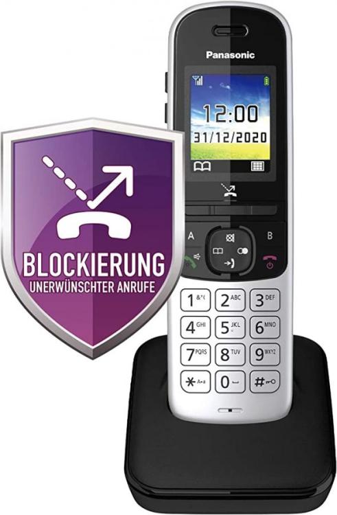 Panasonic KX-TGH710GS cordless phone without answering machine (DECT phone,  low radiation, color display, call blocking, hands-free) black 220-240