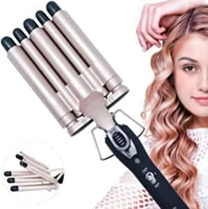 Curling Iron, 5 Triple Barrels Curling Irons, Hair Wrappers, Hair Waver, Pearl Waving Curlers, Wave Styler, Tourmaline Ceramic, Digital Temperature Display For Long/Short Hair 220-240 volts Not FOR USA