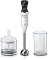 Bosch hand blender ErgoMixx MS6CA4120, stainless steel mixer, universal shredder, mixing and measuring cup, 4-blade knife, lightweight housing, 12 steps plus turbo stage, 800 W, white/anthracite 220-240 volts Not FOR USA